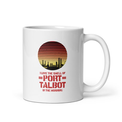 White glossy Port Talbot mug